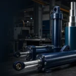 Illustrative hydraulic cylinders for a manufacturer landing page design draft