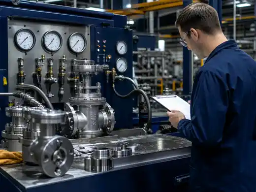 Industrial valve inspection pressure testing and quality control